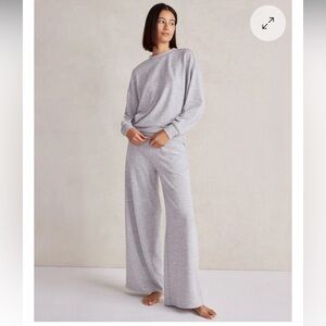 Talbots Women's Gray Lounge sweater knit wide leg pants